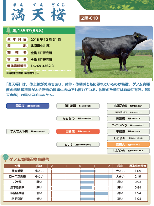 全農ET研ブログ : 全農種雄牛満天桜の受胎率